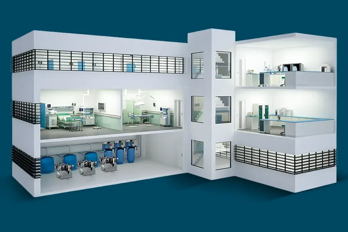 3D-Rendering für Dürr Technik, Bietigheim. Verschiedene Einsatzszenarien – entwickelt für Messe und Katalog.