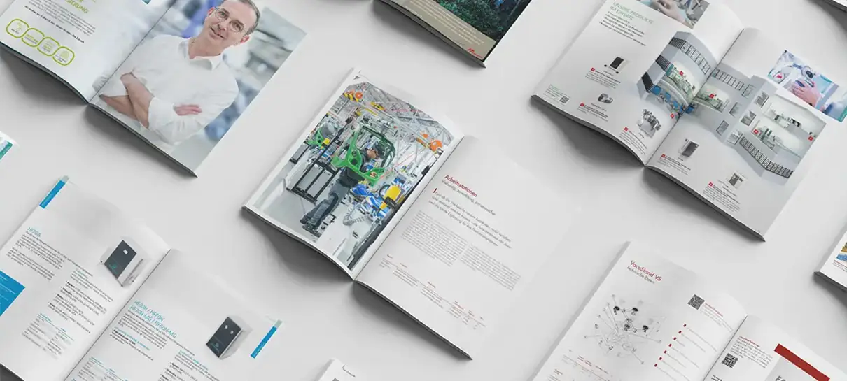 Broschüren, Kataloge und Printmedien für Stuttgarter Unternehmen. Durchdacht, gestaltet und produziert – aus einer Hand.